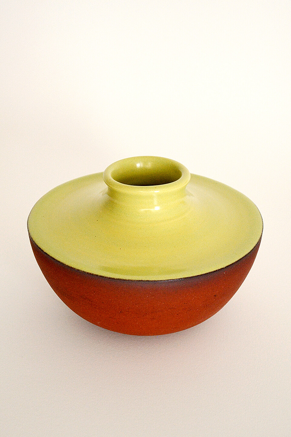 Satin Yellow Green Ceramic Vase No. 624