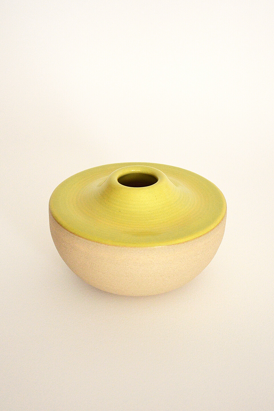 Satin Yellow Green Ceramic Vase No. 635