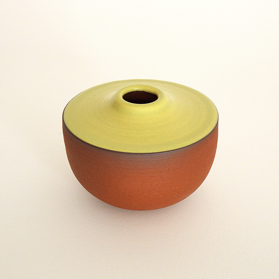 Satin Yellow Green Ceramic Vase No. 636
