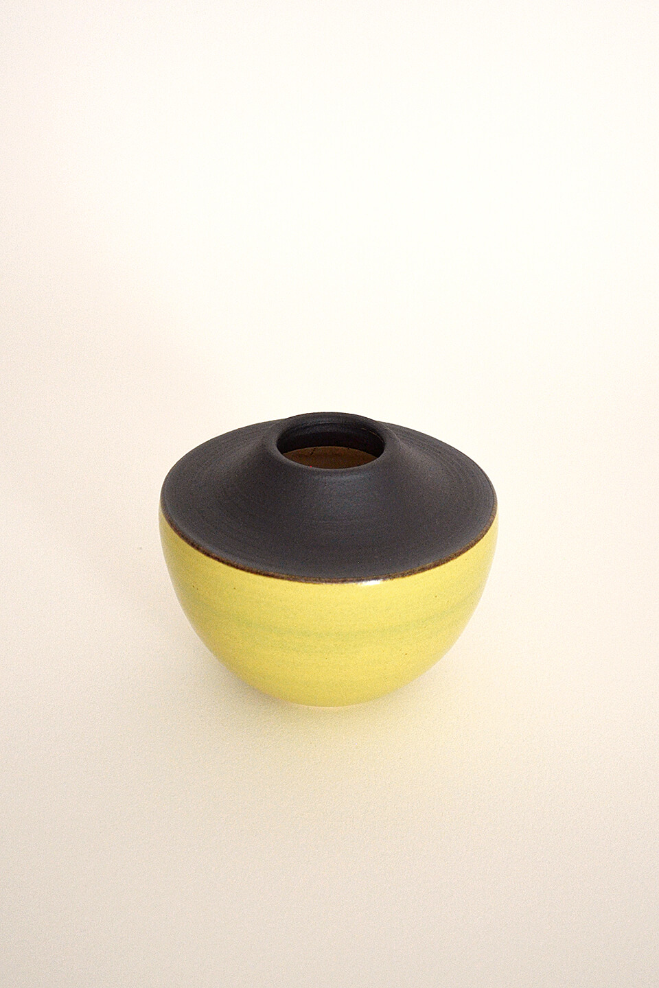 Black + Satin Yellow Green Ceramic Vase No. 643