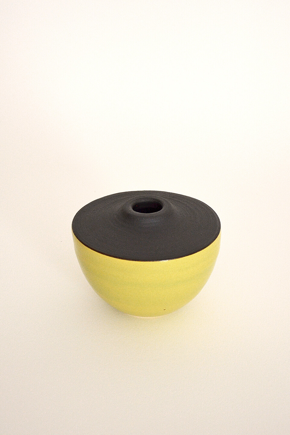 Black + Satin Yellow Green Ceramic Vase No. 645