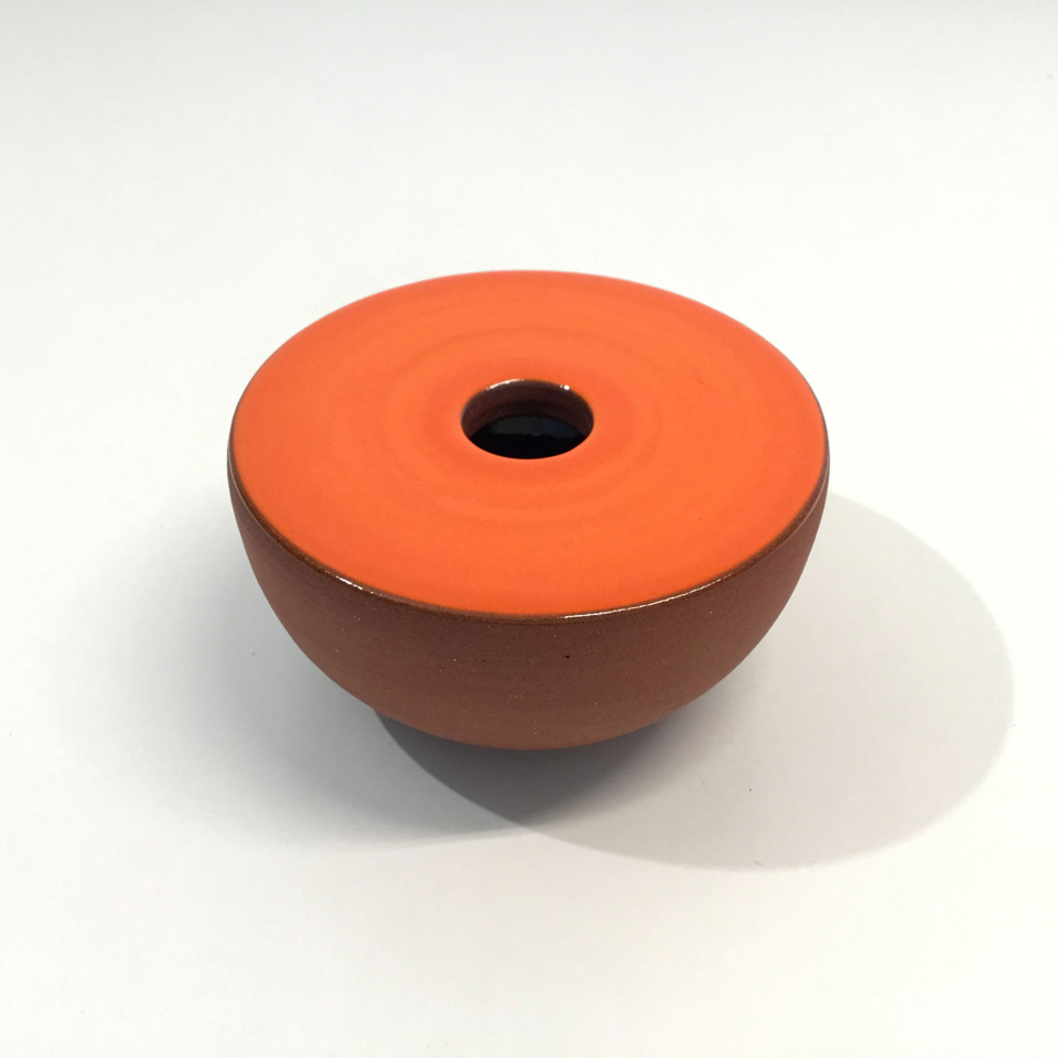 Red-Orange Ceramic Vase No. 655