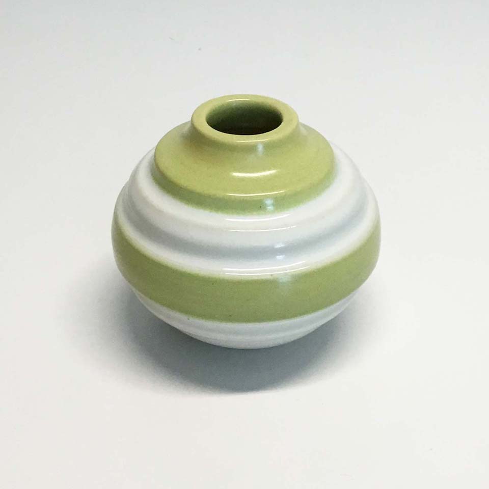 Green And White Ceramic Vase No. 689