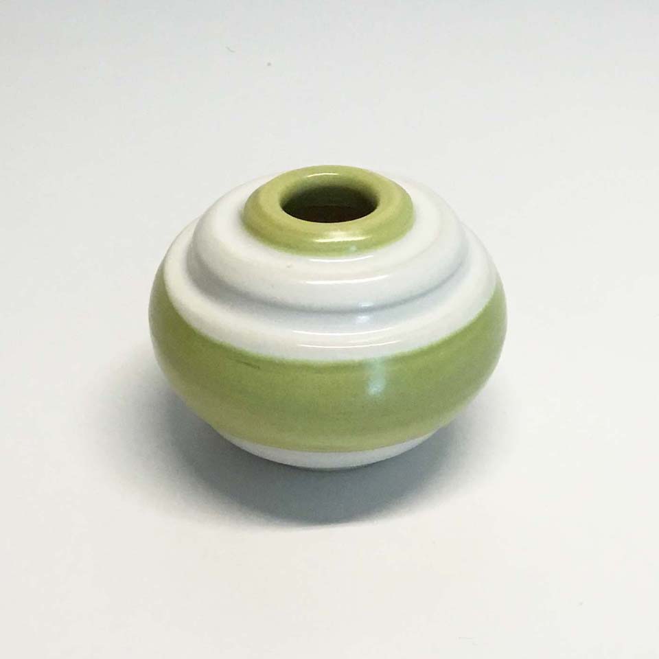 Green And White Ceramic Vase No. 690