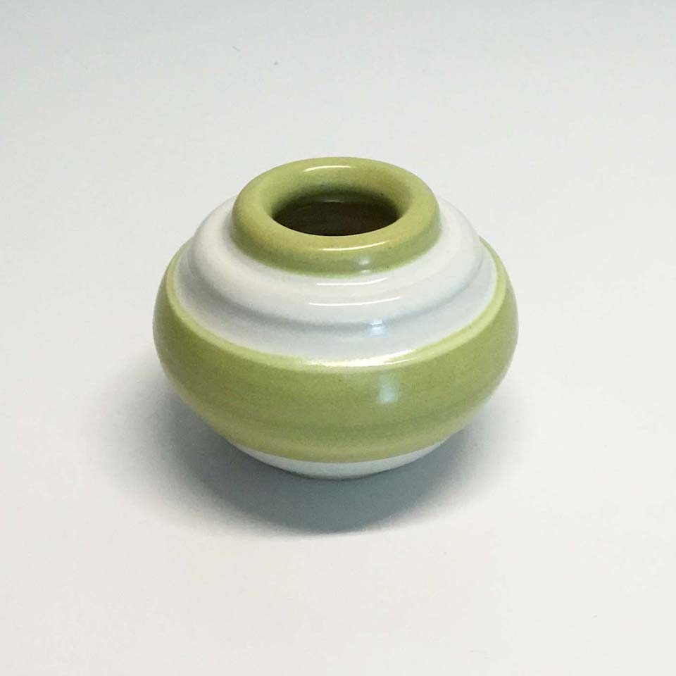 Green And White Ceramic Vase No. 691