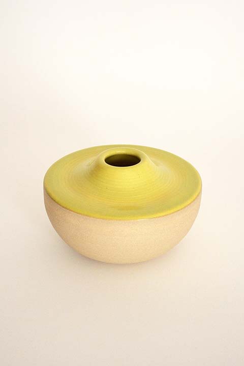 Satin Yellow Green Ceramic Vase No. 635