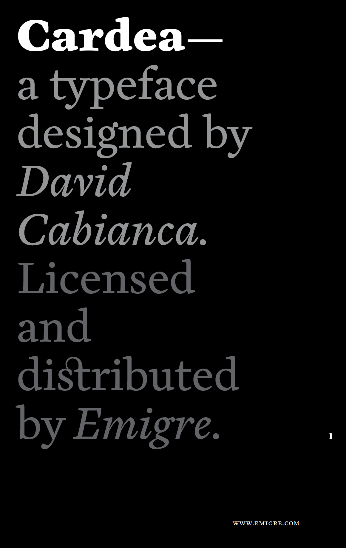 Cardea Font Specimen Catalog
