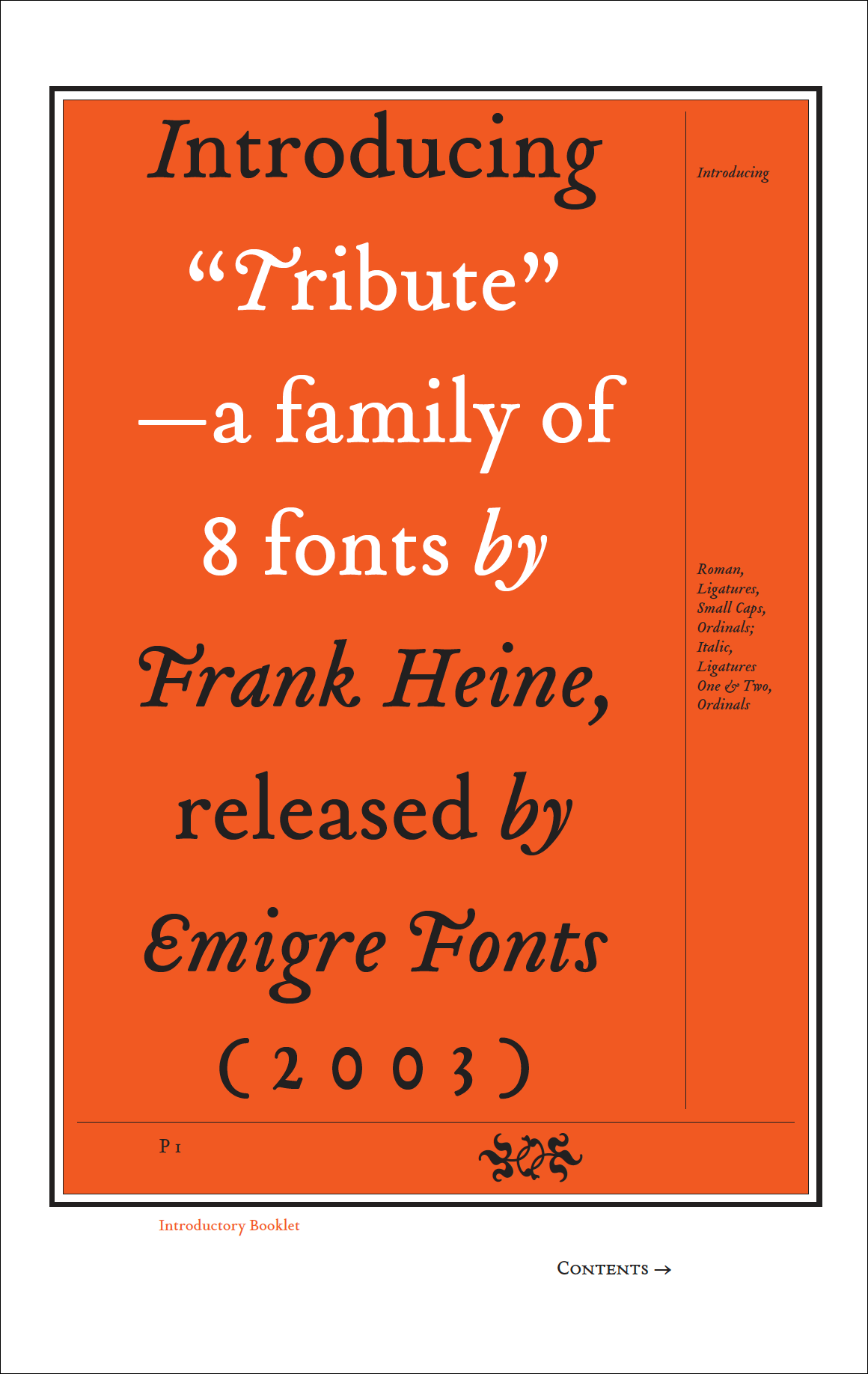 Tribute Font Specimen Catalog